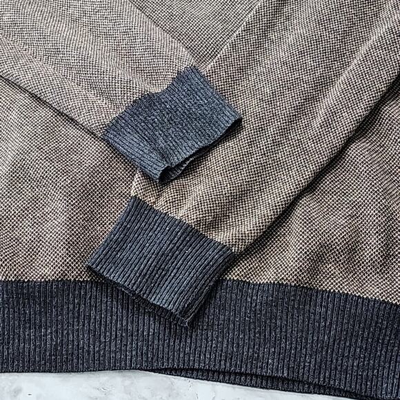 J. McLaughin Men Sz L Brown /Gray Y2K 90s Grand Pa Grunge Preppy 1/4 Zip Sweater - Picture 6 of 10